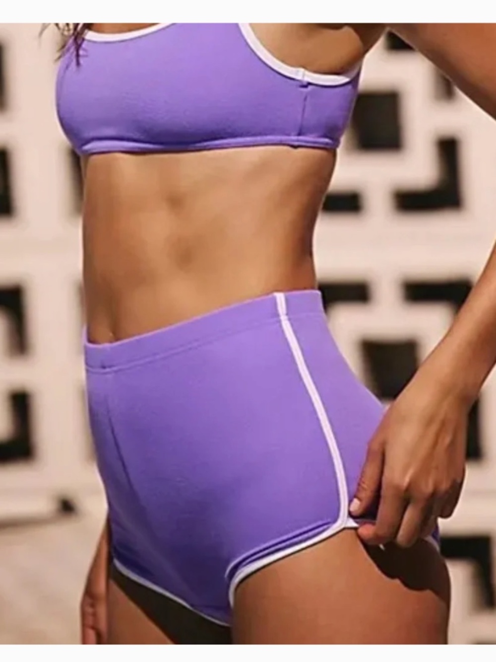 Gnash Swim Free People Toweling Swim Purple Set High Rise Shorts 4 Sport Top 8